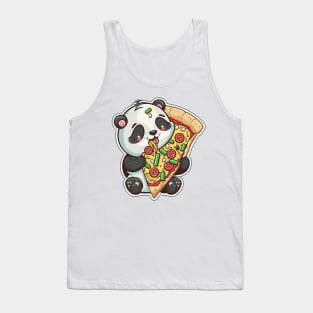 Cute Cartoon Panda Eating Pizza Funny Kawaii Tank Top